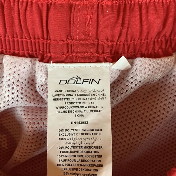 Dolfin Board Shorts Men's‎ 2XL Red 100% Polyester High-Rise Drawstring 7086 - Picture 8 of 10